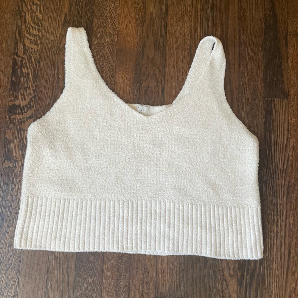 A new day v neck white sweater tank
